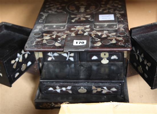Chinese rosewood and mother of pearl jewellery box